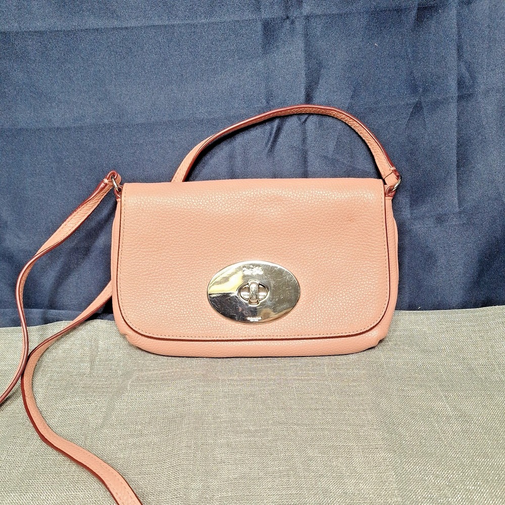 Coach Crossbody Shoulder Bag Clutch Light Pink Pebbled Leather F52896
